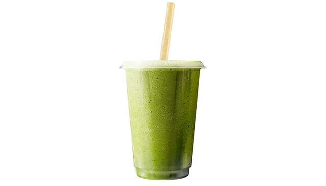 Mango, Pineapple, Green Apple, Kiwi, Coconut Water, Spinach & Kale Smoothie.