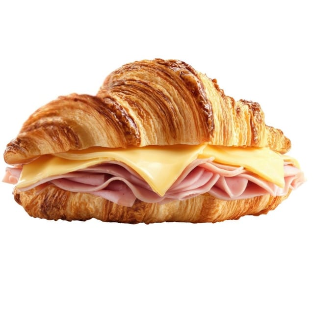 Breakfast Croissant with Ham and Cheese.