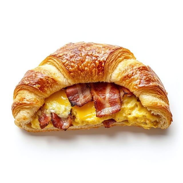 Breakfast Croissant with Bacon, Egg and Cheese.